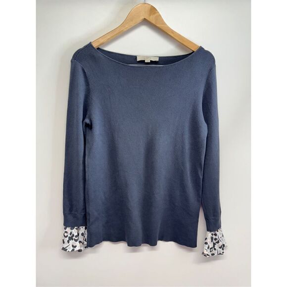 LOFT Sweater Boatneck Gray Size Medium Office Long Sleeve Shirt - Picture 4 of 8